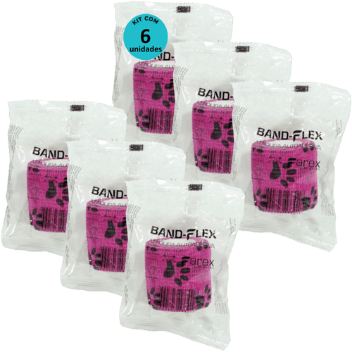 Atadura 5cm Rosa Com Patinhas Band-Flex Autoadesiva Para Animais Farex Kit Com 6 Atadura 5cm Rosa Com Patinhas Band-Flex Autoadesiva Para Animais Farex Kit Com 6